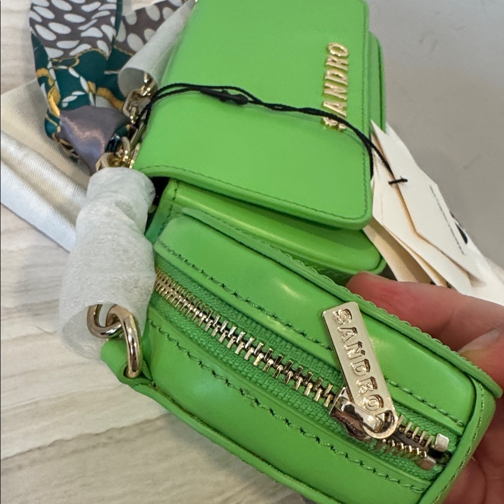 Sandro Bag Mini Totemo Green Leather Shoulder Bag Set - Picture 10 of 17